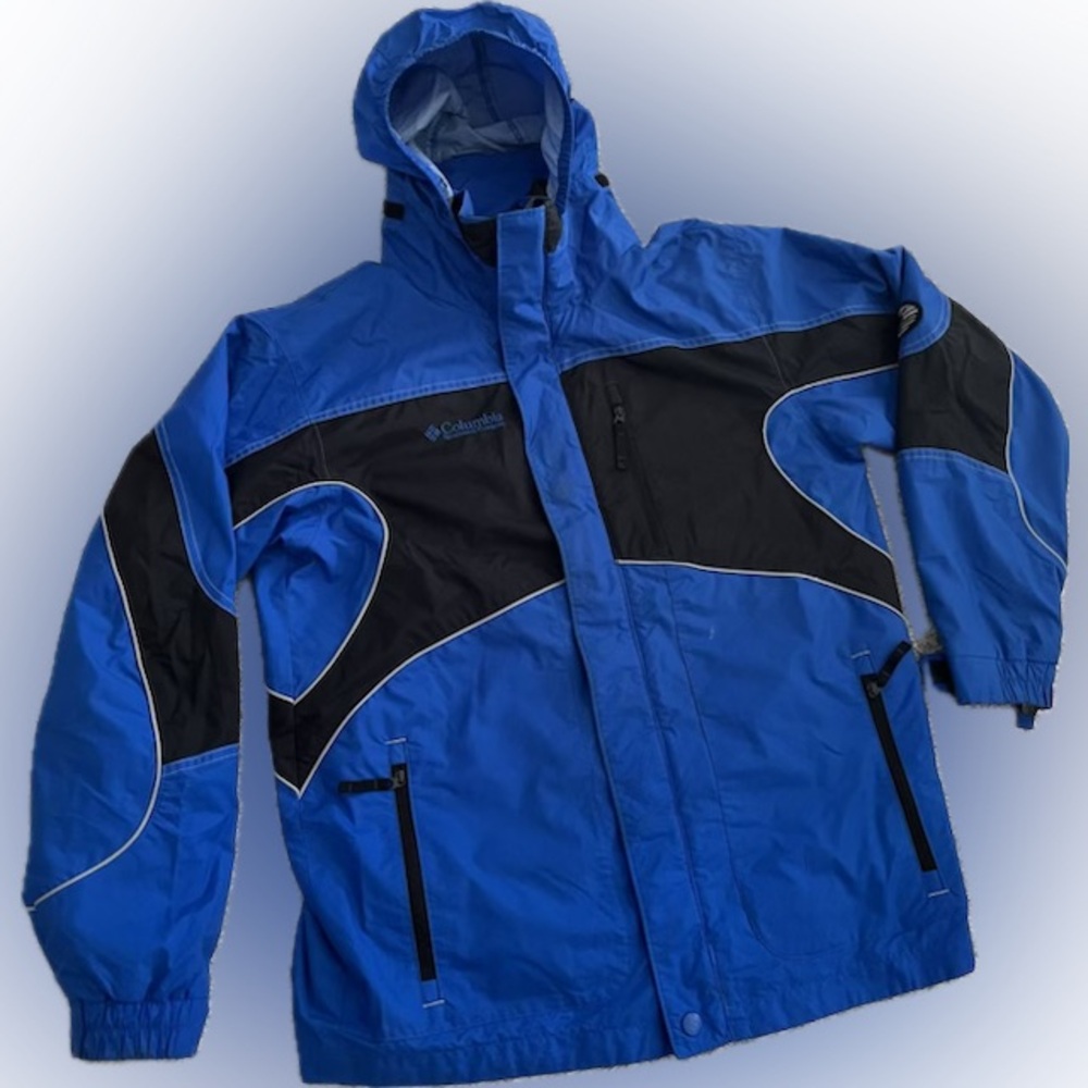 COLUMBIA hooded wind breaker jacket 14/16 youth blue